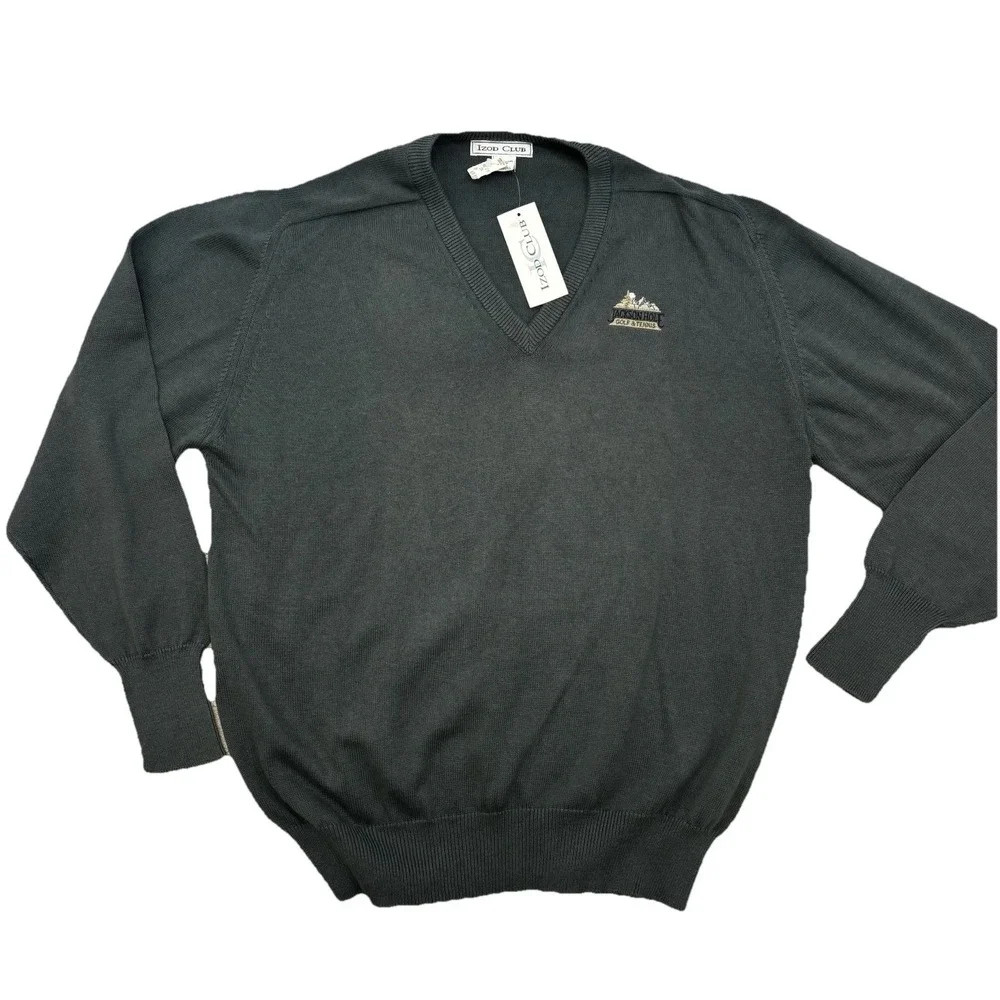 Vintage Izod Club Egyptian Cotton Men's 2XL MADE USA V Neck Jackson Hole Golf